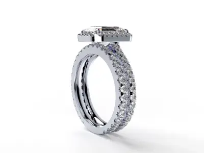 Bridal Set Engagement Ring  With Shadow Band Model- CC95 3D print model