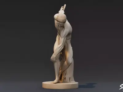 Discobolus Statue Low-poly 3D model