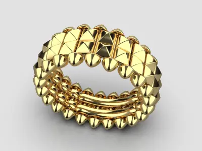 Clash Two Row Ring 17 5mm 3D print model