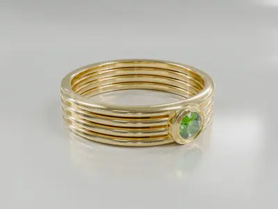 Golden Strands Ring with Peridot - Free 3D print ready  Free 3D print model