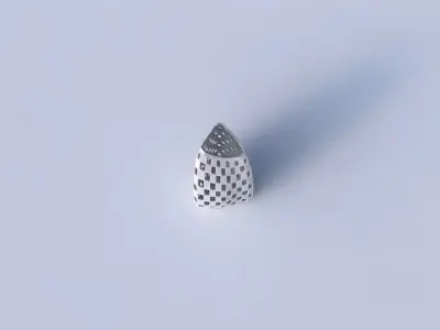 Vase curved tipping triangle 2 with checker grid lattice 3D print model