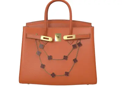 Hermes Birkin Bag with Chain Orange Low-poly 3D model