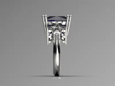 Luxury white gold ring with sapphire model jr00034 3D print model