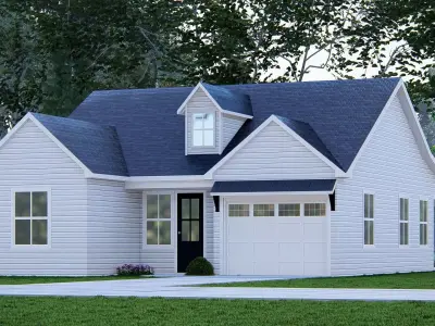 Modern Small American House  3D Exterior Model Home with Garage 3D model