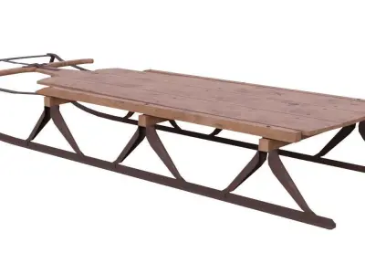 Sled 1 wooden Low-poly 3D model