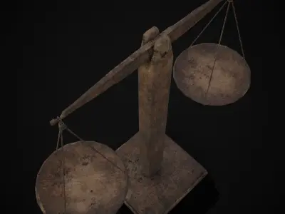 Old Wooden Scale Low-poly 3D model