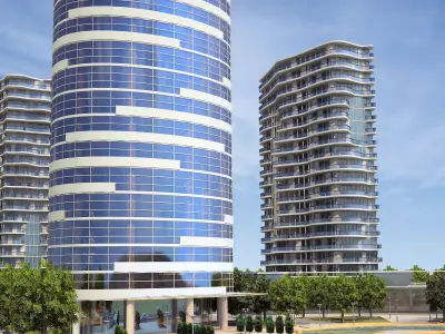 High-rise residence and office tower Low-poly 3D model
