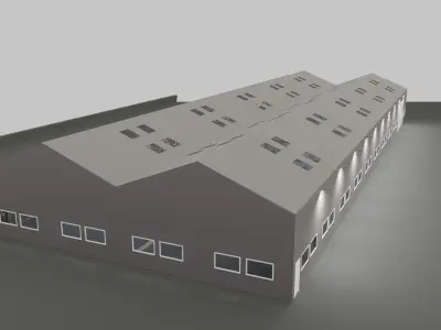 Warehouse Interior - Exterior  Low-poly  3D model