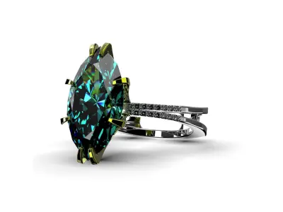 3D model Solitaire Marquise Cut EL Ring-PV 3D print model