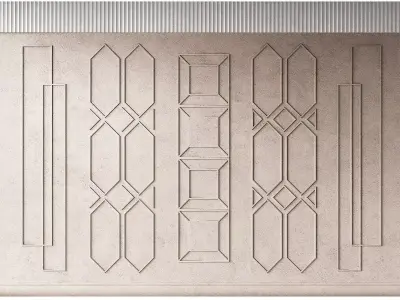 Wall composition with moldings Modern minimal geometric pattern 3D model
