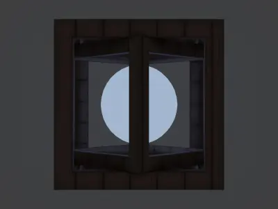 Wooden Geometric Structure with Light Sphere Low-poly 3D model