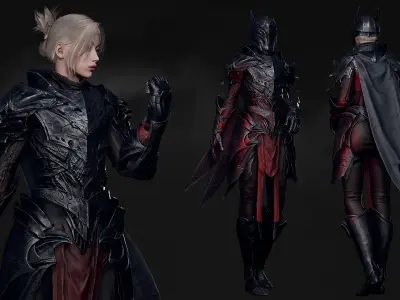 Death Knight - RPG Dark Fantasy Modular Female and Male Low-poly 3D model