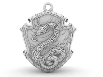 Slytherin House Shield Pendant 3D print model