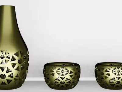 Vase 3d model three glasses and Free 3D model