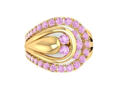Luxury Teardrop Swirl Gemstone Ring for Women 455 3D print model