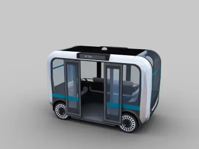 Olli Bus Lowpoly with interior Low-poly 3D model