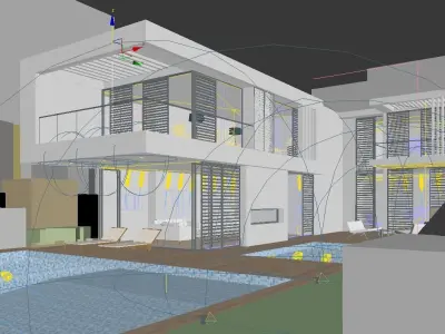 mansion modern house with swimming pool 3D model