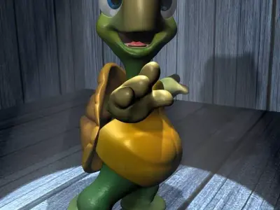 Cartoon Turtle Rigged Low-poly 3D model