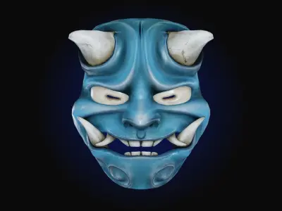 Low Poly Japanese Masks Low-poly 3D model