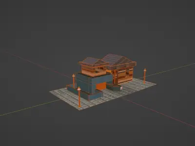 Wooden House Low-poly 3D model