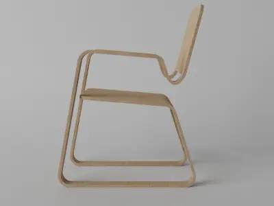 Modern Wooden Chair Low-poly 3D model