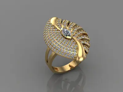 STL 3DM Print Ready Women Diamond Ring Lightweight Printable  3D print model 175
