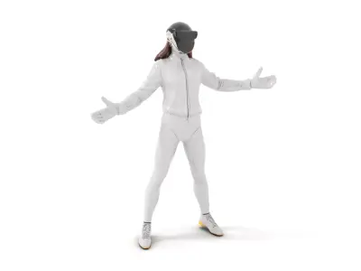 Modern Fencer Character Rigged and Animated D Model Low-poly 3D model