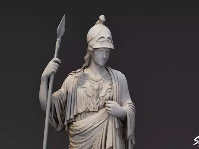 Athena Statue Low-poly 3D model