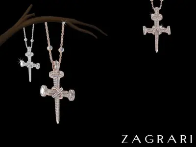 Diamond Cross Necklace 3D print model