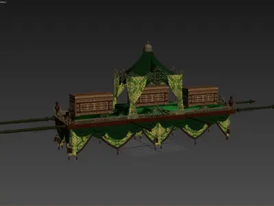 Palanquin 1 wooden cart with two boxes 3D model