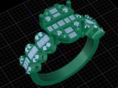 Luxury Oval Diamond Cluster Ring   3D print model