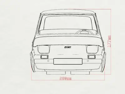 Fiat 126p  stl printable wheelbase 278mm model 3d 3D print model