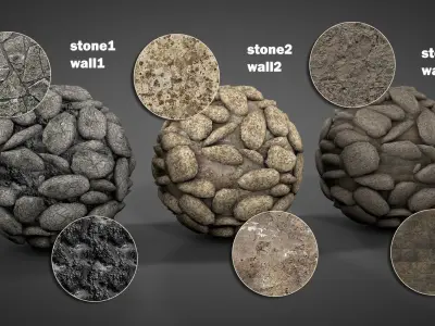 Stone Walls Low-poly 3D model