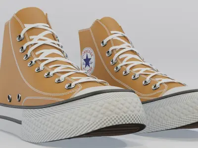 Basketball Leather Shoes Converse All Star Orange 3D model