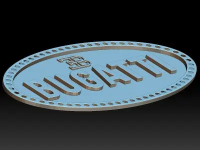 Bugatti logo car logotype 3D print model