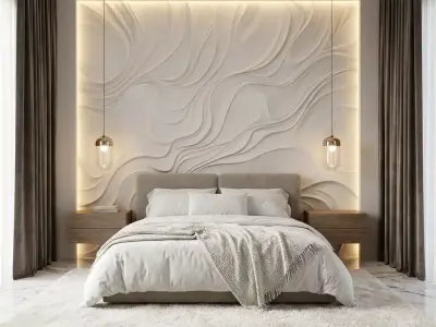 modern panel wall decor set relief stl mural CNC 185 3D model