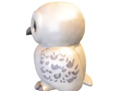 Fluffy Snow Owl Cute Pack Low-poly 3D model