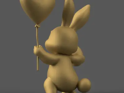 Happy Easter Bunny 3D STL File for Decoration Gifts 3D print model