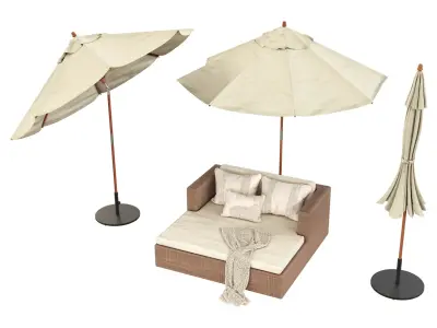 Patio Umbrella and huntington daybed 3D model
