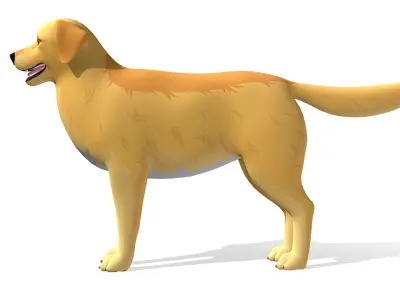 Cartoon Dog - Golden Retriever Low-poly 3D model