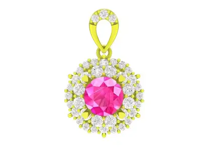 A4635 Fashion Halo Diamond Women Pendant 3D Model 3D print model