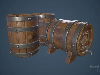 Barrel Free low-poly 3D model 4