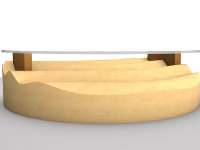 Wavy Wood Glass Coffee Table 3D model