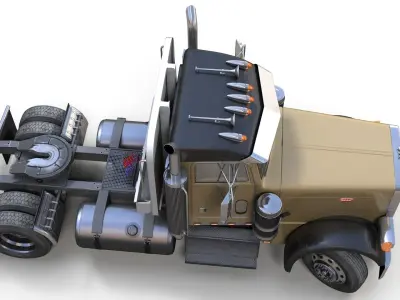 Peterbilt 379 singleaxle truck Low-poly 3D model