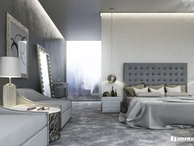 VRay - C4D Scene files - Modern Classic Bedroom Interior Scene 3D model