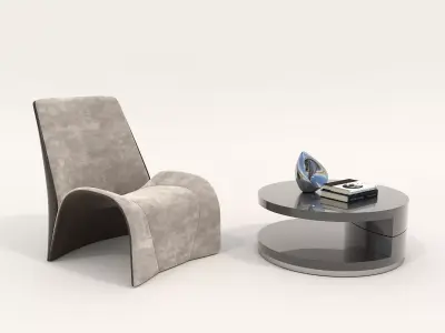 Modern Coffee Table and Armchair Set 44 3D model