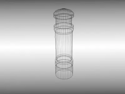 Bollard metal pole with stripes 3D model