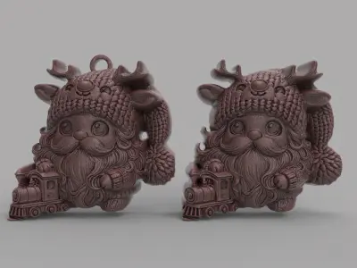 christmas sanda play with train decor  3D print model