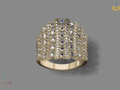 STL 3DM Print Ready Women Diamond Ring Lightweight Printable  3D print model 4