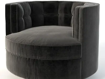 Milo Baughman barrel back swivel 3D model